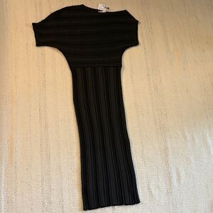 Zara Black Short Sleeve Striped Dress